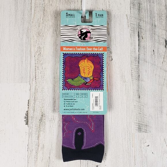 NWT Justin Boots Fashion Cushioned Sole Over The Calf Socks Women's Size Small - Picture 4 of 8